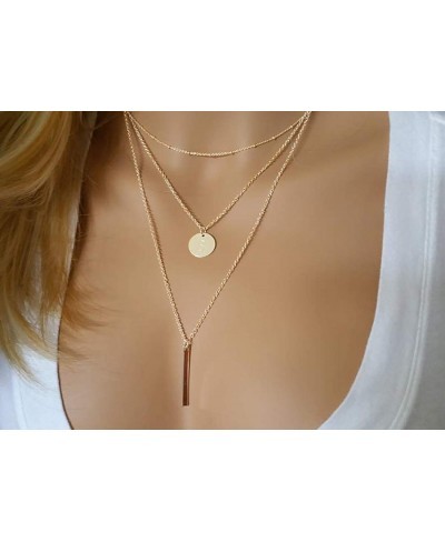 Layered Chain Necklace for Women 18K Gold Plated Stainless Steel Heart Pendant Coin Disc Evil Eye Choker Necklace for Girls $...