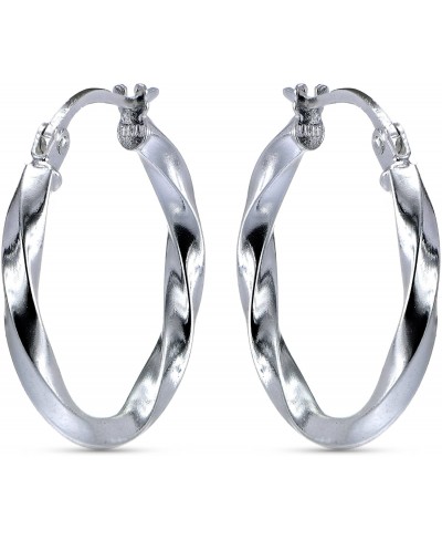Sterling Silver 2mm Thickness Polished Twisted Round Hoop Earrings 15mm 20mm 25mm $16.42 Hoop