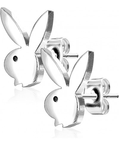 Playboy 316L 20G Surgical Steel Bunny Earring Studs Plated for Women 0.8 MM - Playboy License (Silver) $13.88 Piercing Jewelry