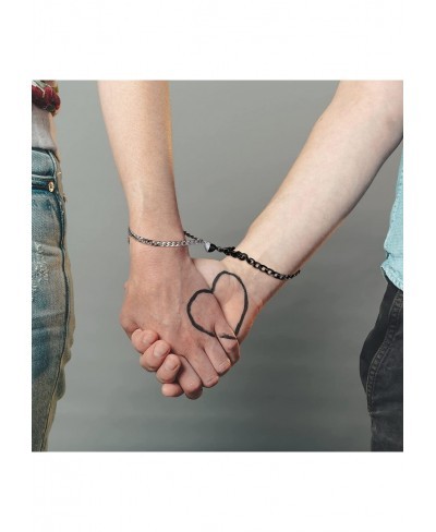 Couple Magnetic Bracelets Set 2pcs Heart Pinky Pomise Link Jewelry for Boyfriend Girlfriend His and Her Lover Gifts $10.43 Link