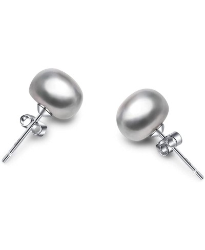 Cultured Freshwater White Grey Black Pearl Earrings for Women Girls with 925 Sterling Silver Stud Earring Hypoallergenic 7/8/...