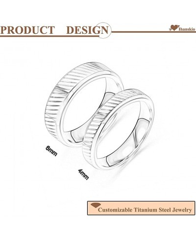 Personalized Ring for Couple Wave Stripe Pattern Rings Inside Can Engraved Custom Promise Wedding Engagement Rings Silver Tit...