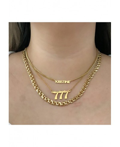 Angel Number Necklace 111 222 333 444 555 666 777 888 999 Gold Old English Numerology Necklace $9.37 Chains