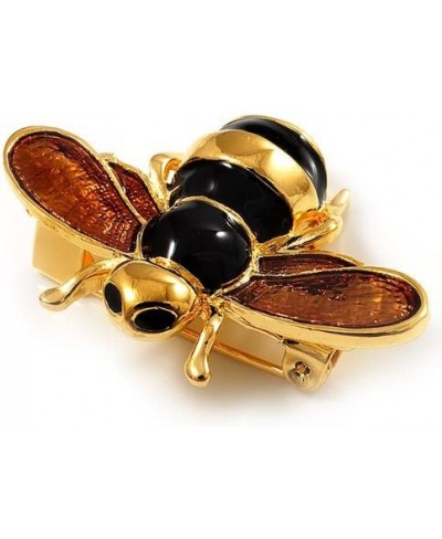 Gold Plated Bee Pin (Black & Light Brown) $15.71 Brooches & Pins