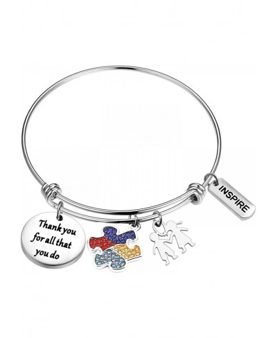 Autism Jewelry Autism Teacher Thank You Gift Autism Supporter Gift Autism Awareness Puzzle Piece Bracelet Thank You for All T...