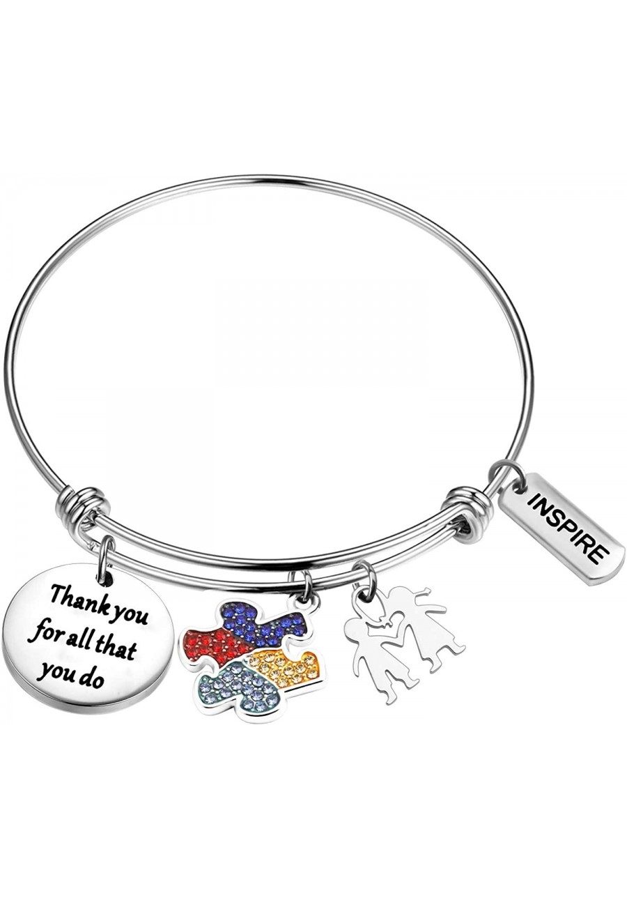 Autism Jewelry Autism Teacher Thank You Gift Autism Supporter Gift Autism Awareness Puzzle Piece Bracelet Thank You for All T...