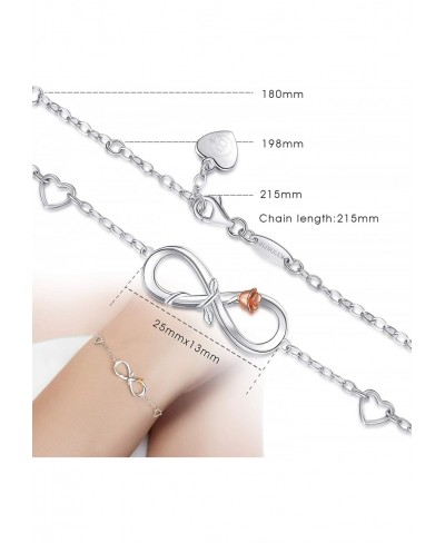 Infinity Bracelet for Women 925 Sterling Silver Rose Flower Sideways Dainty Cross Faith Religious Bracelet Birthday Anniversa...