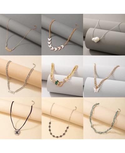 Crystal Stone Snake Butterfly Clavicle Chain Choker Necklace for Women Charms Letter Adjustable Jewelry (19751) $23.08 Chokers