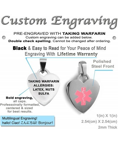Pre-Engraved & Customized Women's Taking Warfarin Medical Charm Bracelet Steel O-Link $36.50 Identification
