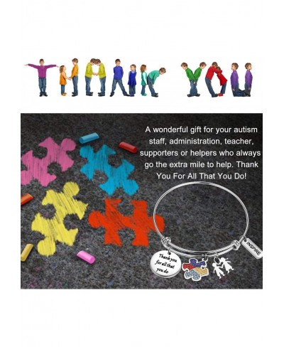 Autism Jewelry Autism Teacher Thank You Gift Autism Supporter Gift Autism Awareness Puzzle Piece Bracelet Thank You for All T...