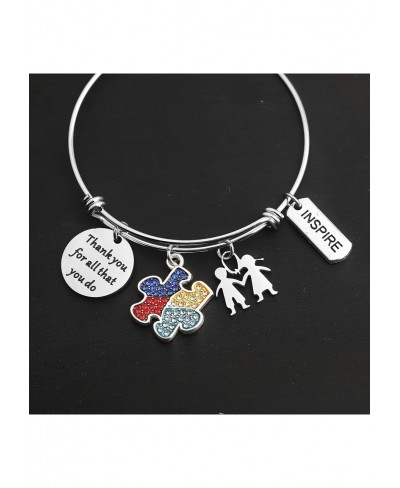 Autism Jewelry Autism Teacher Thank You Gift Autism Supporter Gift Autism Awareness Puzzle Piece Bracelet Thank You for All T...