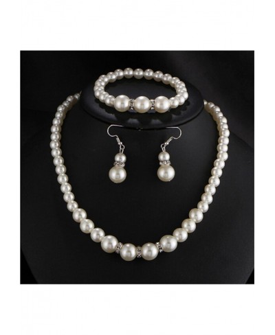 Pearl Necklace Set Includes Stunning Bracelet and Stud Earrings Jewelry for Women $7.74 Jewelry Sets