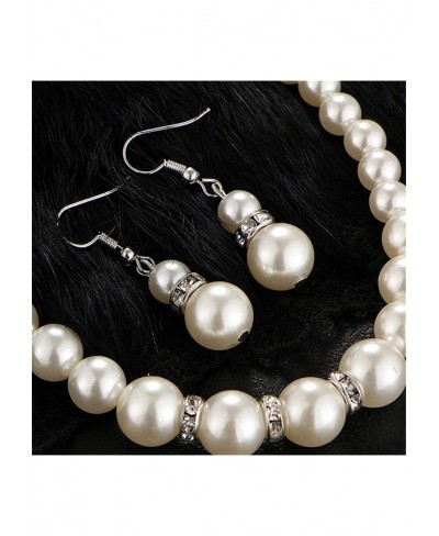 Pearl Necklace Set Includes Stunning Bracelet and Stud Earrings Jewelry for Women $7.74 Jewelry Sets