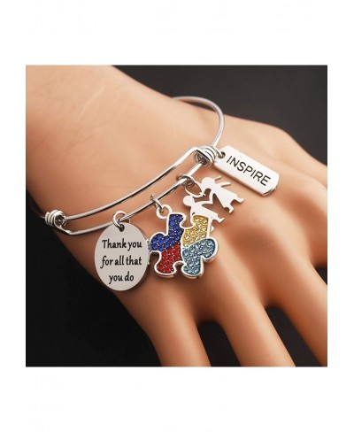 Autism Jewelry Autism Teacher Thank You Gift Autism Supporter Gift Autism Awareness Puzzle Piece Bracelet Thank You for All T...