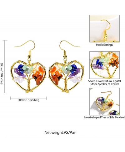 Colorful Crystal Drop Earrings for Women Fashion 18k Gold Plated Stainless Steel Tree of Life Earrings $16.56 Drop & Dangle
