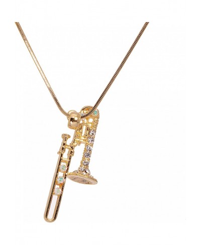Crystal Trombone Musical Instrument Necklace $13.79 Pendant Necklaces