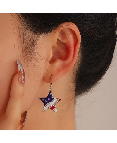Independence Day Earrings Bracelet Necklace Set American Flag 4th of July Earrings for Women Girls $10.49 Jewelry Sets