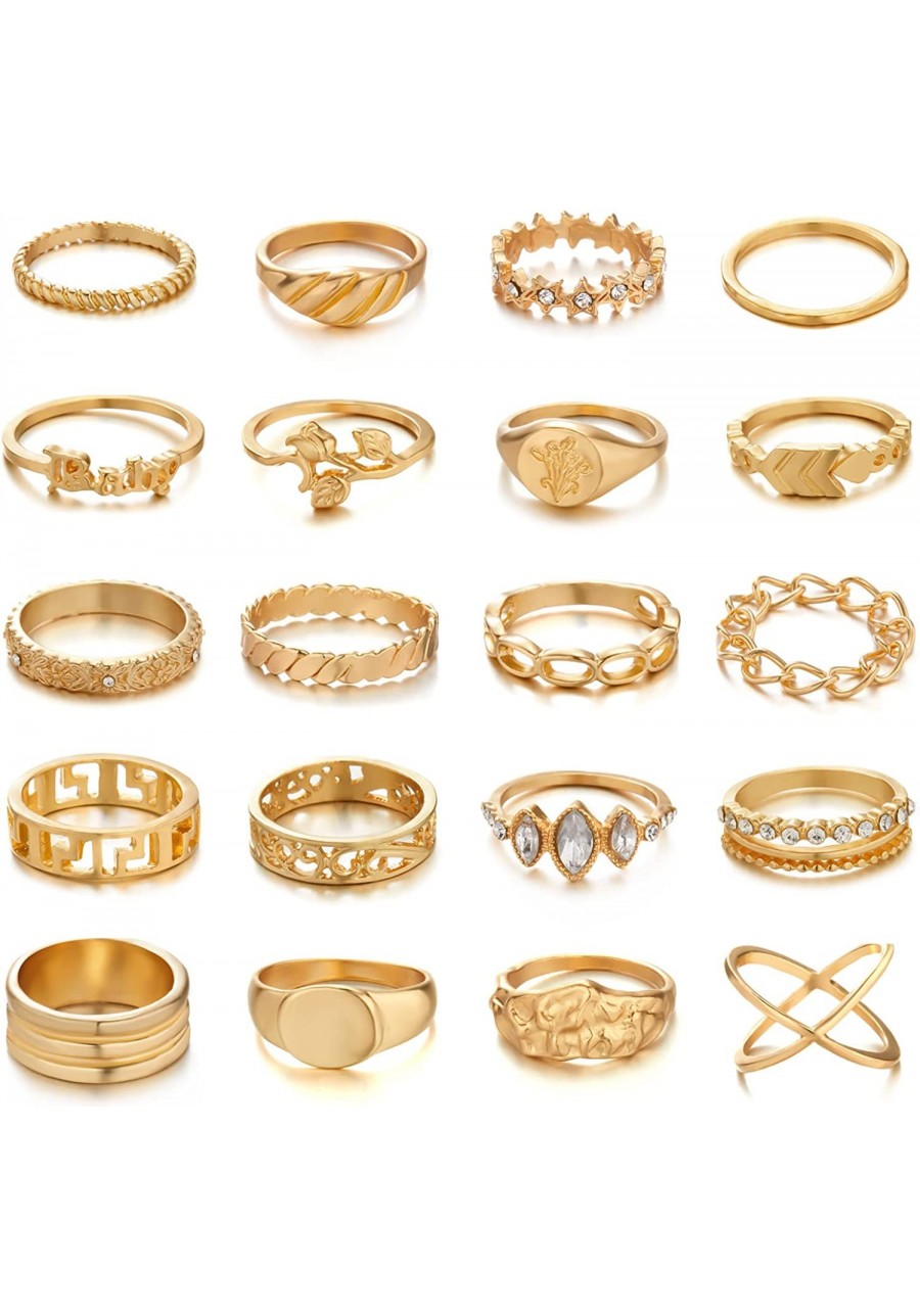 20Pcs Gold knuckle rings Set for Women Vintage Stackable Finger Rings Hollow Out Boho Retro Evil Eyes Midi Rings cute ring se...