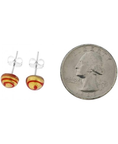 Murano Glass Ball Stud Earrings - Red Swirl $27.35 Stud