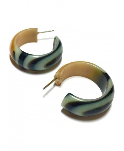 Frosted Tiger Lily Hoops vintage lucite stripe Small Simple hoop earrings - SIMSM-YL-3 $11.86 Hoop