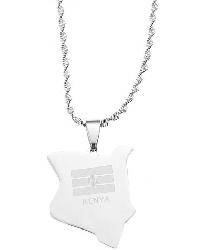 Stainless Steel Map of Kenya Pendant Necklace Africa Country Map Jewelry Kenyans Gift $15.61 Pendants & Coins