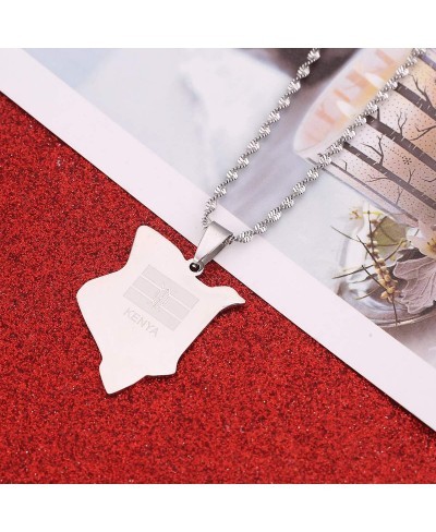 Stainless Steel Map of Kenya Pendant Necklace Africa Country Map Jewelry Kenyans Gift $15.61 Pendants & Coins