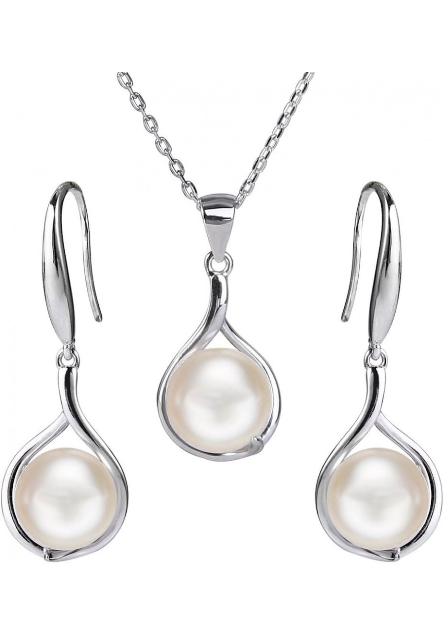 925 Sterling Silver AAA Freshwater Cultured Pearl Elegant Teardrop Necklace Earrings Set $32.30 Jewelry Sets