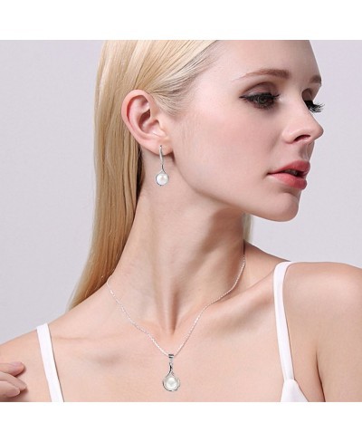 925 Sterling Silver AAA Freshwater Cultured Pearl Elegant Teardrop Necklace Earrings Set $32.30 Jewelry Sets