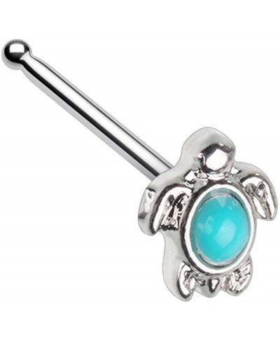 Turquoise Stone Center Sea Turtle Stainless Steel Petite Nose Bone Stud $11.46 Piercing Jewelry