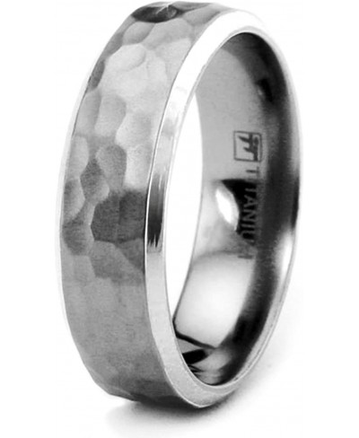 7.5 MM Titanium Hammered Multi-Faceted Design Polished Wedding Band Ring $13.04 Bands