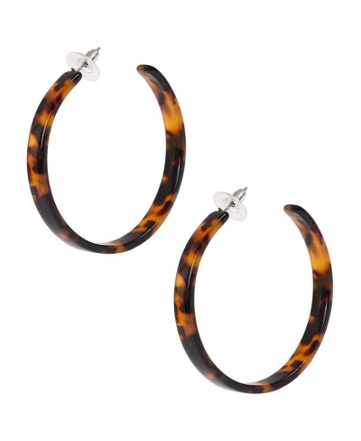 Leopard Print Resin Hoop Earrings for Women Acrylic Tortoise Shell Statement Hoops Earrings $9.34 Hoop