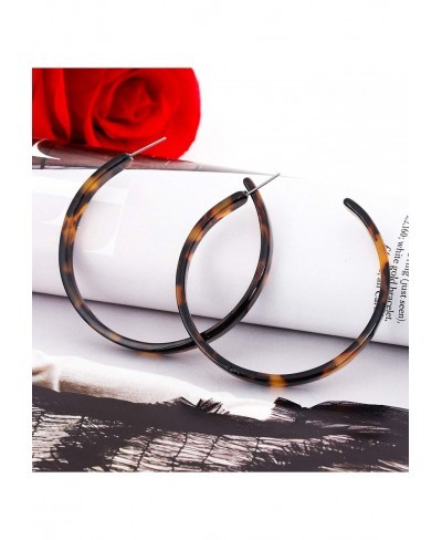 Leopard Print Resin Hoop Earrings for Women Acrylic Tortoise Shell Statement Hoops Earrings $9.34 Hoop