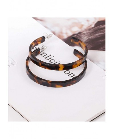 Leopard Print Resin Hoop Earrings for Women Acrylic Tortoise Shell Statement Hoops Earrings $9.34 Hoop