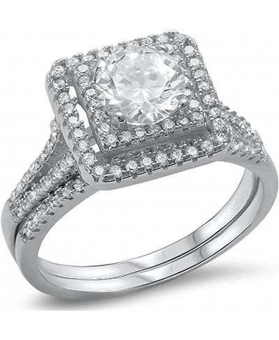 Amazing 2ct Fashion Cz Wedding Set .925 Sterling Silver Ring Sizes 4-10 $24.66 Wedding Bands