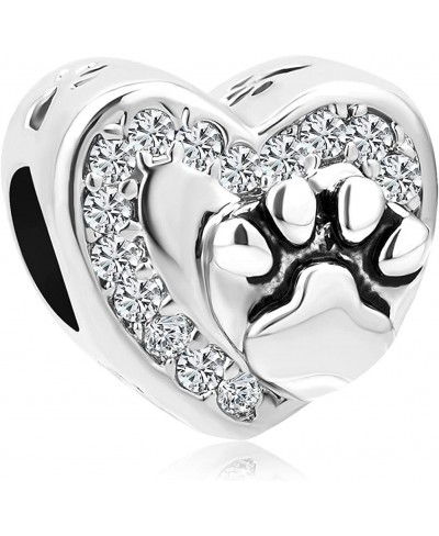 Heart Love Pet Cat/Dog Paw Print Charm Beads for charm Bracelets $14.74 Charms & Charm Bracelets