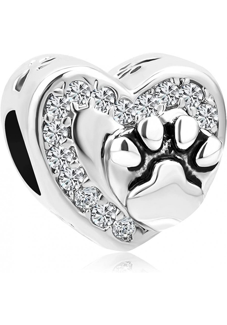 Heart Love Pet Cat/Dog Paw Print Charm Beads for charm Bracelets $14.74 Charms & Charm Bracelets