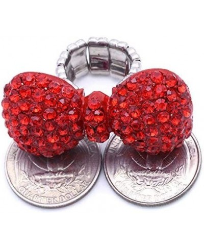 Red Rhinestone Ribbon Bowtie Party Cocktail Ring Adjustable Stretch Band Valentine's Day Jewelry $11.16 Bands