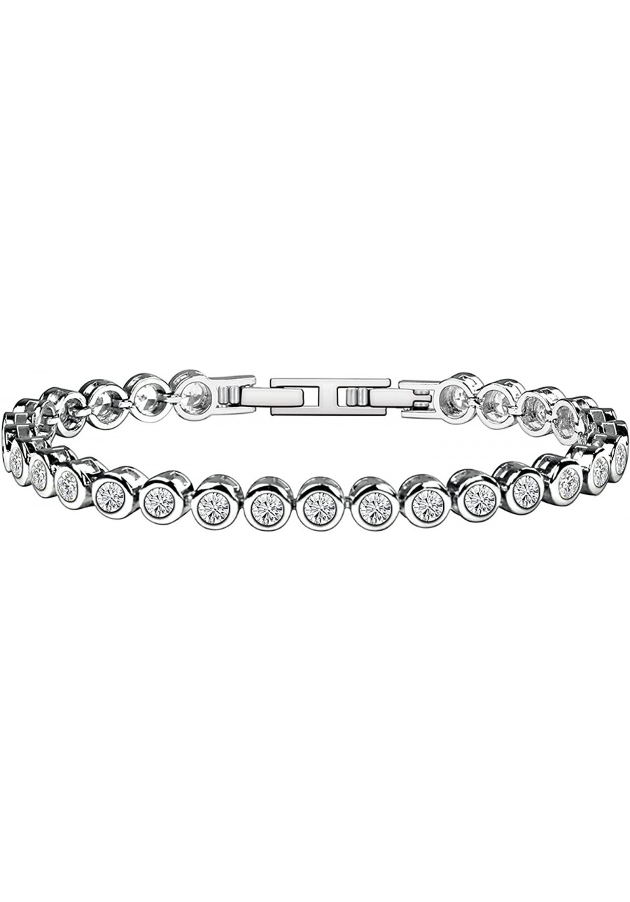 Wedding Bridal Bracelet for Brides Cubic Zirconia Classic Tennis Love Bracelet Couple Bangle for Women Jewelry Gift $13.59 Te...