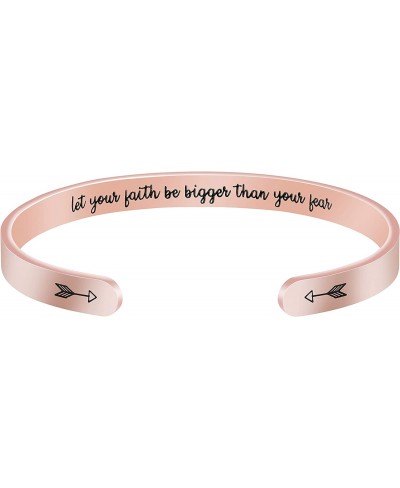 Motivational Bracelet for Women Cuff Bangle Stainless Steel Open Engraved Inspirational Jewelry $14.39 Cuff