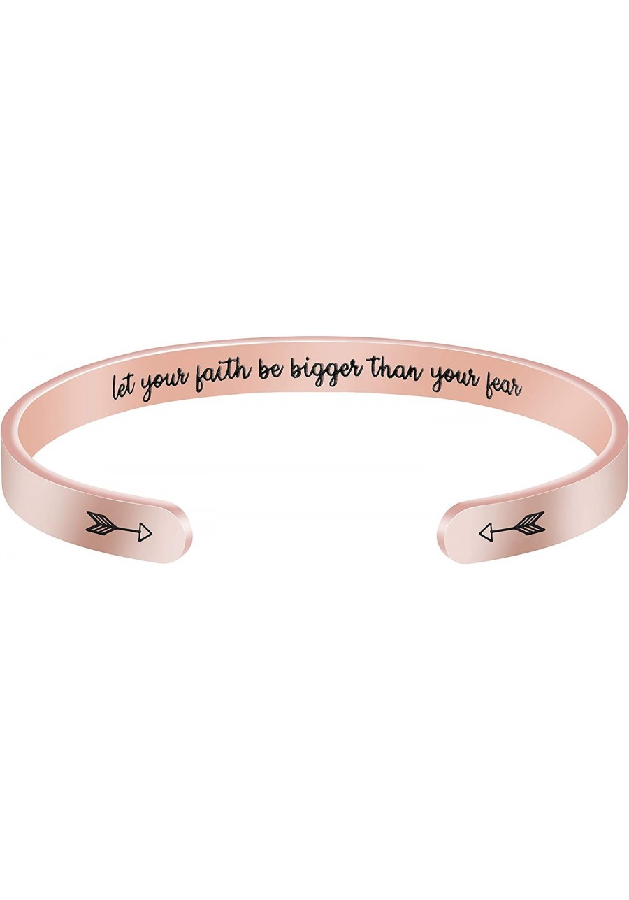 Motivational Bracelet for Women Cuff Bangle Stainless Steel Open Engraved Inspirational Jewelry $14.39 Cuff