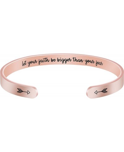 Motivational Bracelet for Women Cuff Bangle Stainless Steel Open Engraved Inspirational Jewelry $14.39 Cuff