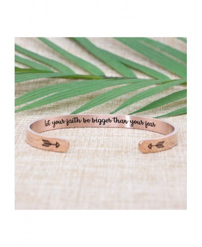 Motivational Bracelet for Women Cuff Bangle Stainless Steel Open Engraved Inspirational Jewelry $14.39 Cuff