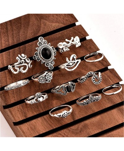 13 Pieces Punk Crystal Rhinestone Carving Ring Set Joint Knuckle Nail Midi Ring Set Boho Ring Women Jewelry Accessories Gifts...