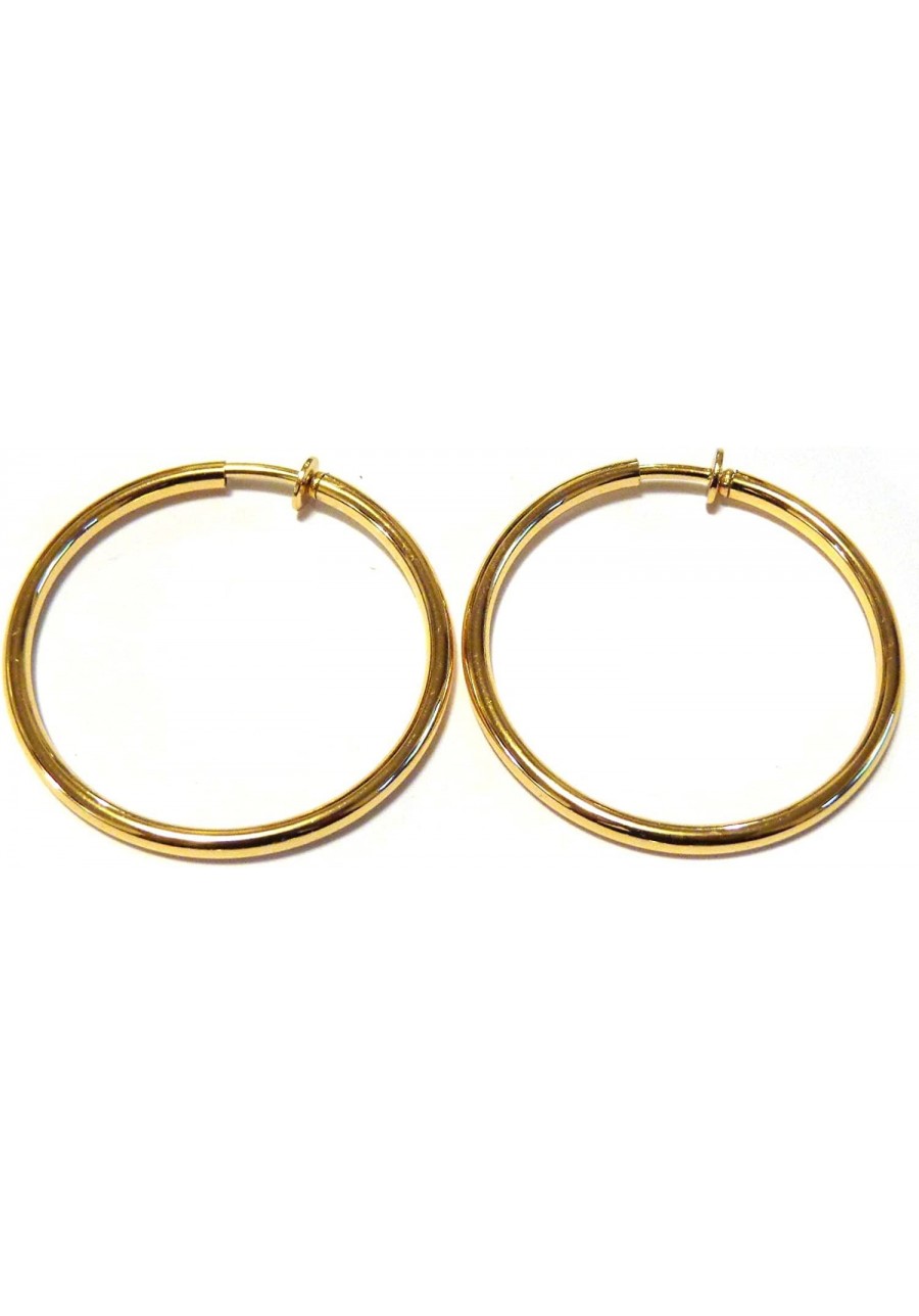 Clip-on Earrings 2 inch Shiny Plated Gold Round Hoop Earrings Hypo-Allergenic $15.02 Clip-Ons