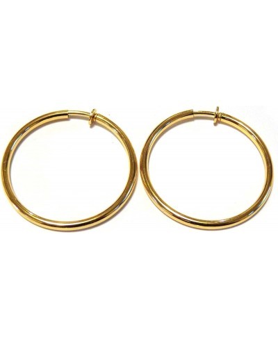 Clip-on Earrings 2 inch Shiny Plated Gold Round Hoop Earrings Hypo-Allergenic $15.02 Clip-Ons