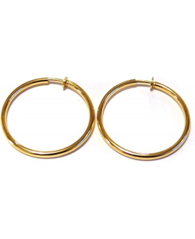 Clip-on Earrings 2 inch Shiny Plated Gold Round Hoop Earrings Hypo-Allergenic $15.02 Clip-Ons