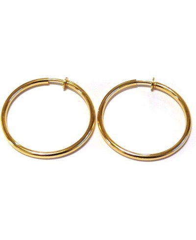 Clip-on Earrings 2 inch Shiny Plated Gold Round Hoop Earrings Hypo-Allergenic $15.02 Clip-Ons