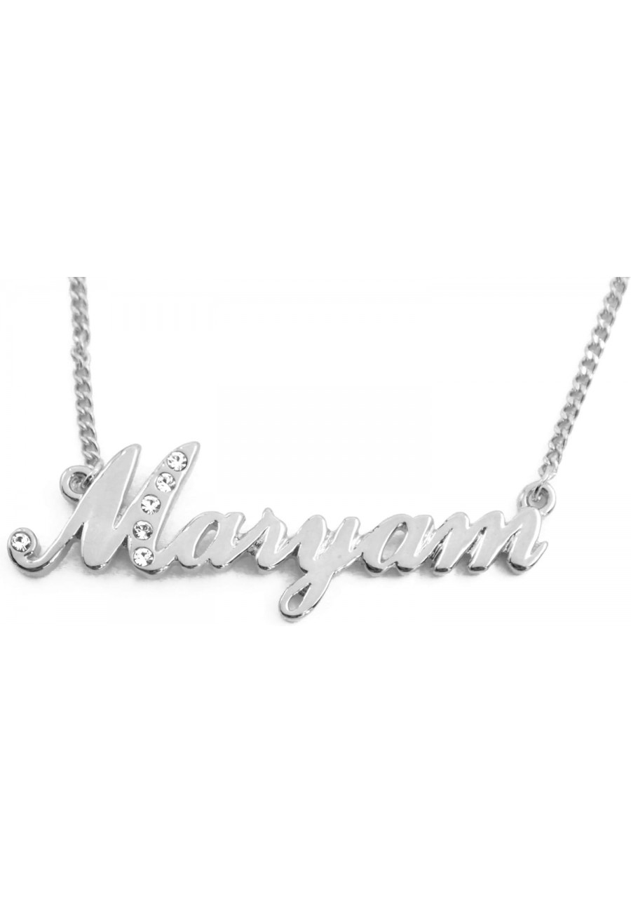 Name Necklace "Maryam" - 18K White Gold Plated $40.24 Chains