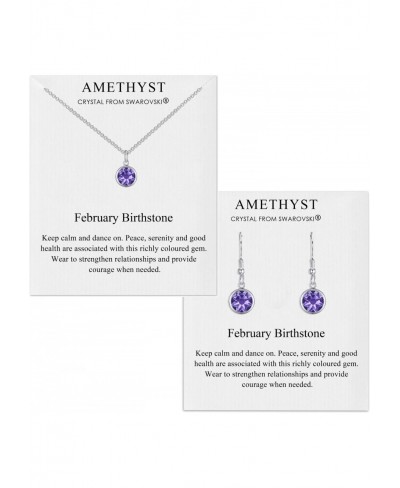 February (Amethyst) Birthstone Necklace & Drop Earrings Set Created with Crystals $15.28 Jewelry Sets