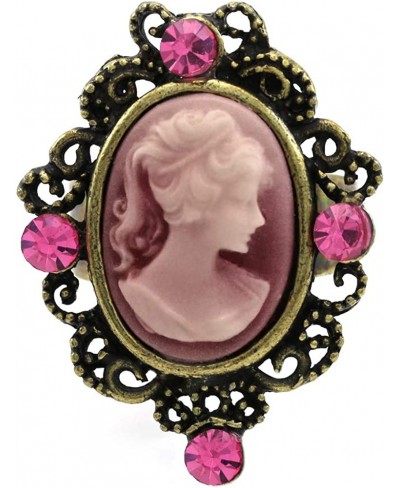 Hot Pink Cameo Ring Adjustable Size Band Women Lady Fashion Jewelry $14.40 Bands